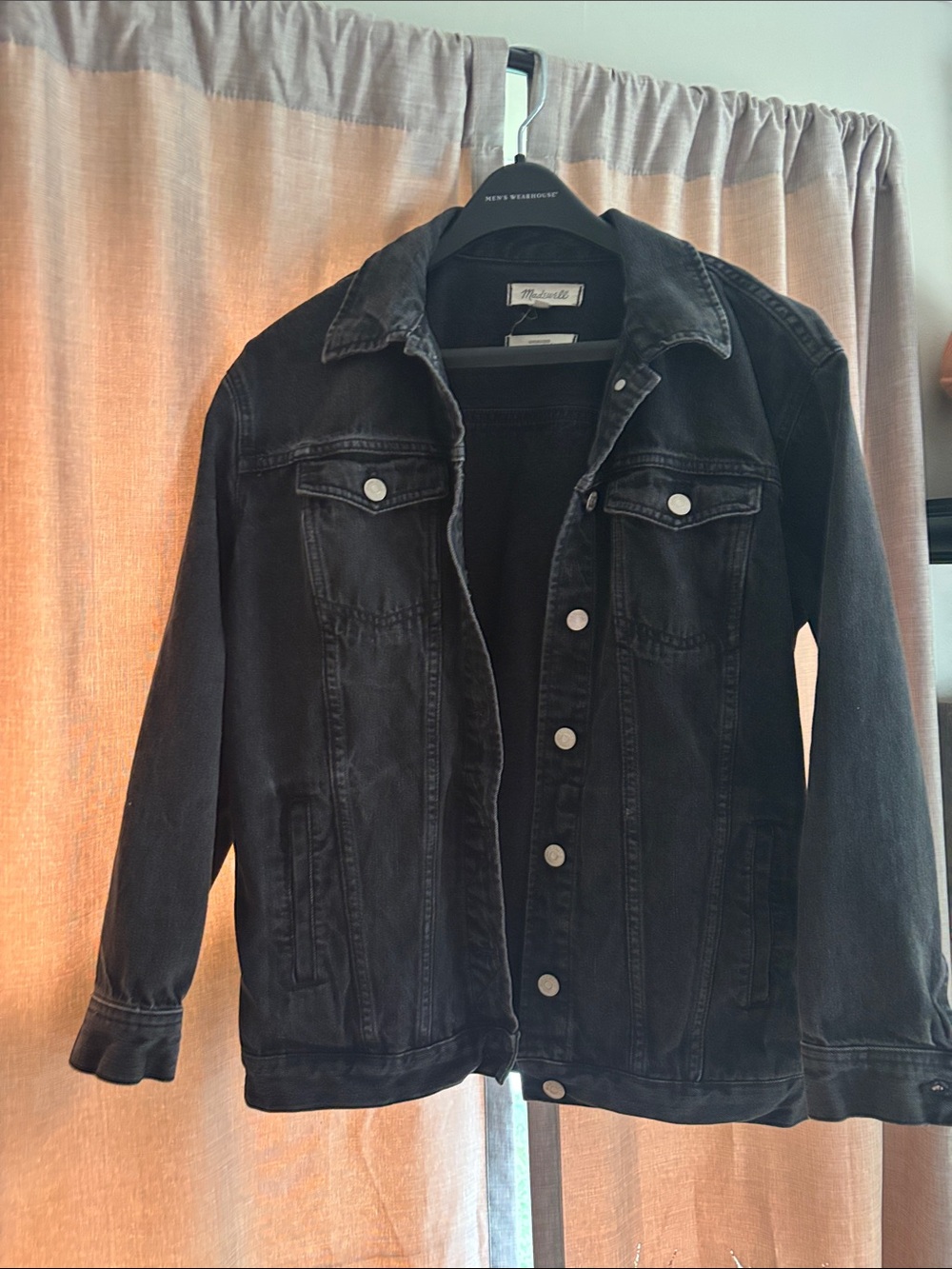 Madewell Black Washed oversized Denim Jacket size medium